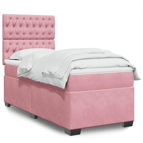vidaXL Box spring krevet s madracem ružičasti 90x200 cm baršunasti Cene