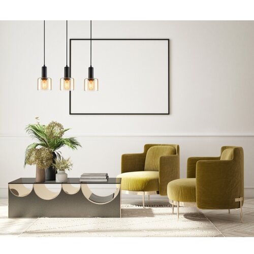  ITALUX PND-65342-3-BK+AMB - Luster SANTIA na sajli 3xE27/40W/230V Slike