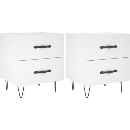 Maison Chic Dvo delni komplet Nočne omarice - Nočne mize bela 40x35x47,5 cm inženirski les, (21687839) Slike