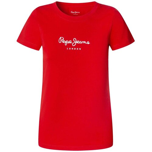 PepeJeans Majica 'New Virginia' crvena / bijela Cene