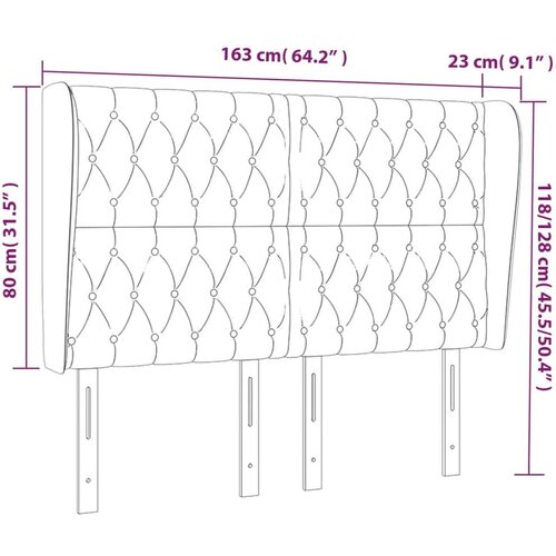  Uzglavlje s u&amp;scaron;ima tamnoplavi 163x23x118/128 cm bar&amp;scaron;unasti Slike