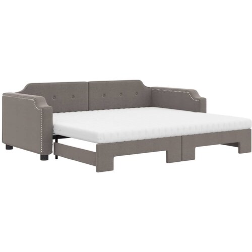 vidaXL Izvlečna dnevna postelja z vzmetnicami taupe 100x200 cm blago, (20787898) Cene