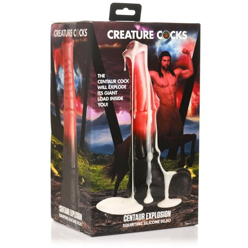Creature Cocks XR Brands - Centaur Explosion Squirting Silicone Dildo - Black/Red Slike