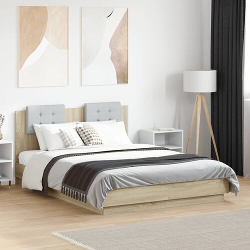 Furnova Posteljni okvir z vzglavjem sonoma hrast 135x190 cm inž. les, (21935811) Slike