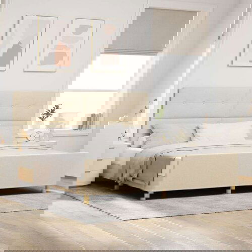  Postelja Krem 200x200 cm iz Tkanine, (22051888) Slike