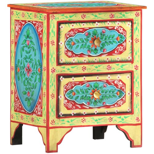 The Living Store Ročno barvana nočna omarica 40x30x50 cm trden mangov les - Omarica Za Ob Posteljo, (21434672) Cene