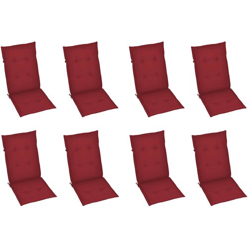  Sklopive stolice s jastucima 8 kom. Masivno bagremovo drvo Crvena 120 x 50 x 3 cm Slike
