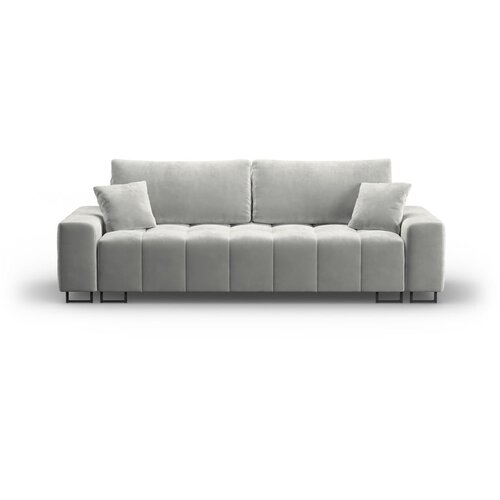 Cosmopolitan Design Svetlo siva žametna raztegljiva sedežna garnitura s prostorom za shranjevanje 250 cm Wicklow – Cene