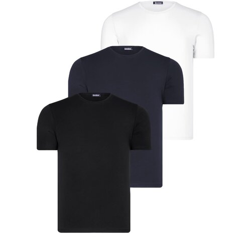 Dewberry SET OF THREE T8569 BICYCLE COLLAR MEN&amp;#039;S T-SHIRT-BLACK-WHITE-NAVY BLUE Slike