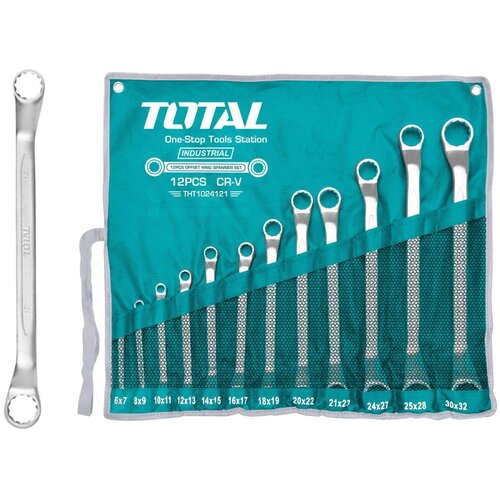 Total 12-dijelni set okastih ključeva 24121, 6x7/8x9/10x11/12x13/14x15/16x17/18x19/20x22/21x23/24x27/25x28/30x32 / INDUSTRIAL (THT1024121) Slike
