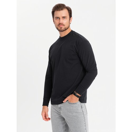 Ombre men&amp;#039;s longsleeve with zippered polo collar - black Slike