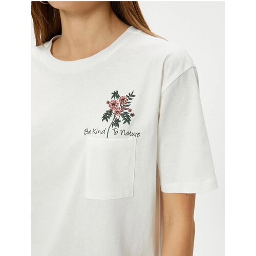 Koton Cotton T-Shirt Floral Print Pocket Detail Short Sleeve Crew Neck Cene