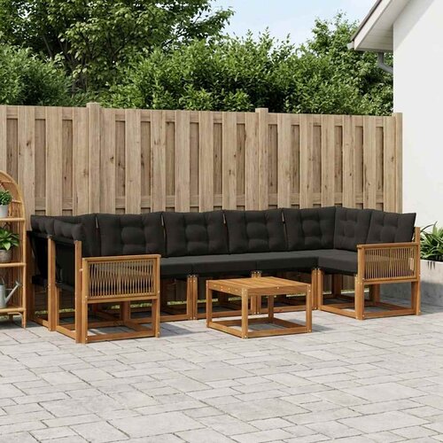  Set vanjskih sofa 8 kom. Prirodna i crna Cijene