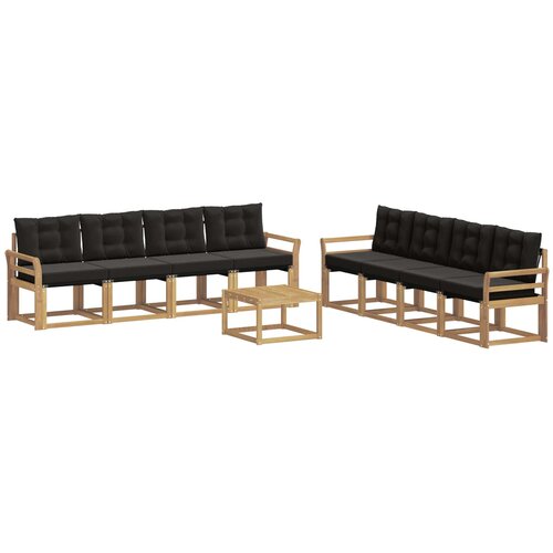 vidaXL Zunanja garnitura za sedenje z blazino 9 pcs Bela in črna, (5000272037) Cene
