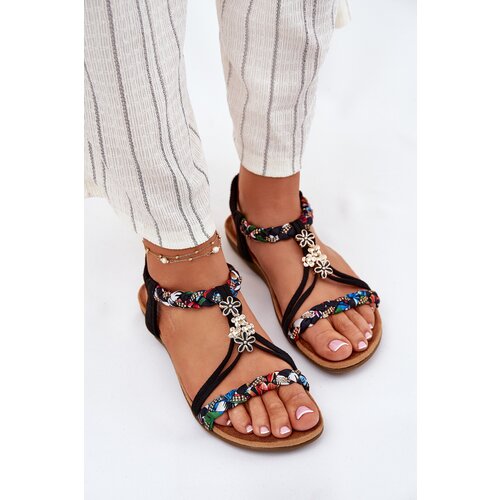 EVENTO Women&amp;#039;s Sandals With Pins And Braided Straps Black Nusoreth Slike