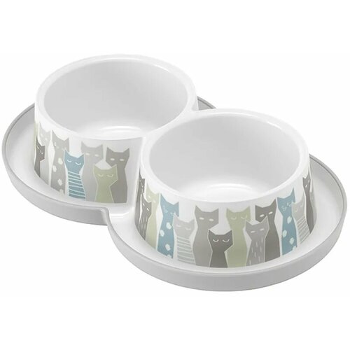 Moderna plastična činija za mačke i pse double trendy dinner s 2x350ml siva Slike
