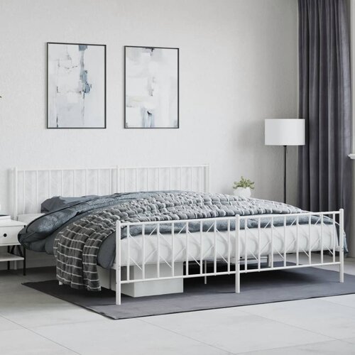 Furnova Kovinski posteljni okvir z vzglavjem in vznožjem&amp;nbsp;bel 200x200 cm, (21938451) Slike