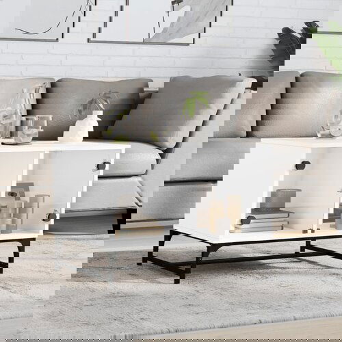 vidaXL Stolić za kavu sa staklenim vratima bijeli 68 5 x 50 x 50 cm Cijene