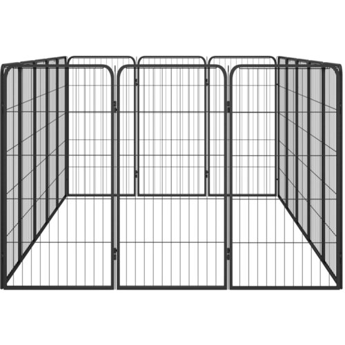 Ograda za pse s 16 panela crna 50 x 100 cm čelik obložen prahom Slike