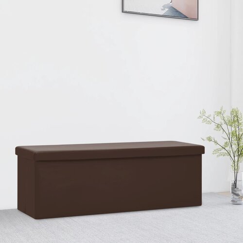 The Living Store Zložljiva klop s prostorom za shranjevanje rjava PVC - Klop S Prostorom Za Shranjevanje, (21486077) Slike
