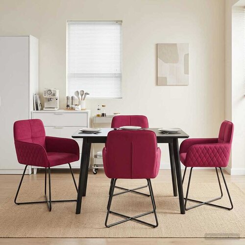 vidaXL Trpezarijske stolice 4 pcs Baršun Vinska crvena Cene