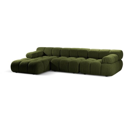 Micadoni Zelena kotna sedežna garnitura iz tkanine boucl&amp;eacute; (levi kot) Bellis &amp;ndash; Home Slike