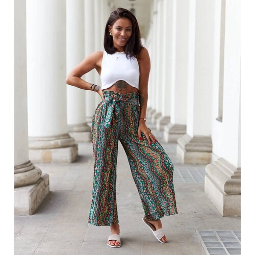 Gemre Green Wide Pleated Trousers Archimede Slike