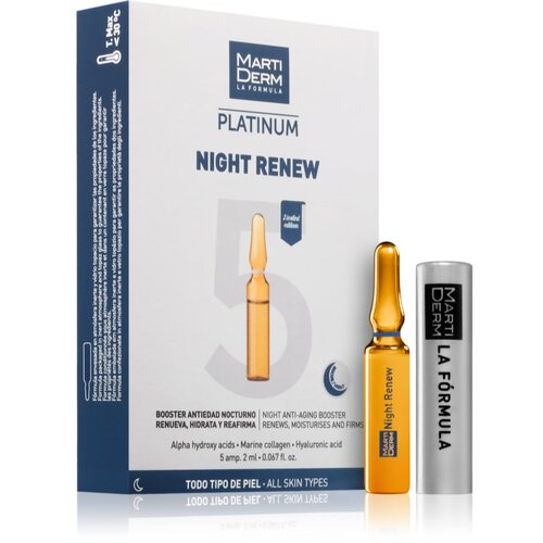 MARTIDERM Platinum Night Renew intenzivni serum za podporo proizvajanju kolagena 5x2 ml Slike
