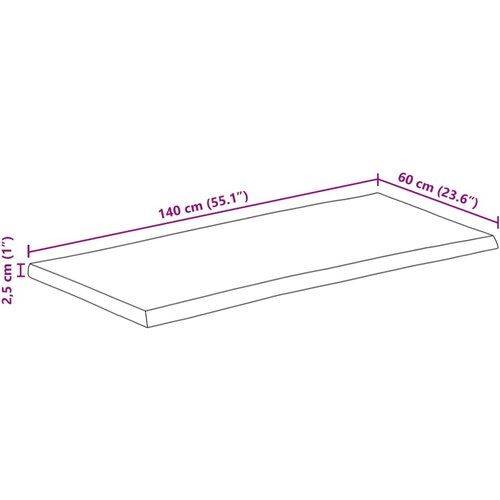 Stolna ploča sa živi rub 140x60x2,5cm masivno grubo drvo manga Slike