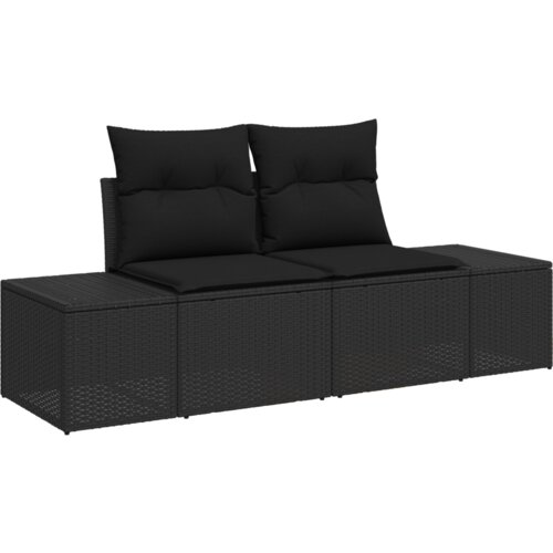 VidaXL set vrtne sofe s jastucima Crni Poli Ratan Akacija Slike