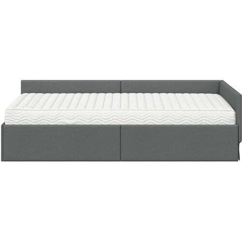  Kutni krevetni okvir s madracem Ostalo 2 pcs Siva tkanina Slike