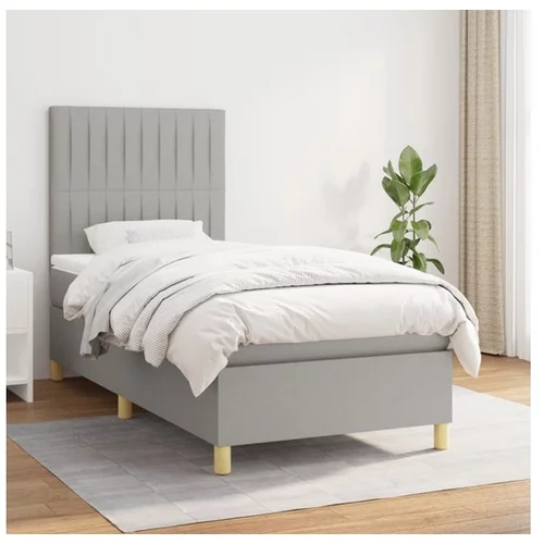  Box spring postelja z vzmetnico svetlo siv 100x200 cm blago