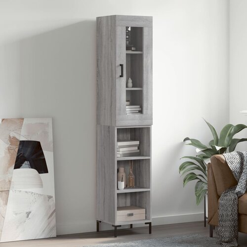 VidaXL Visoka omara siva sonoma 34,5x34x180 cm inženirski les Slike