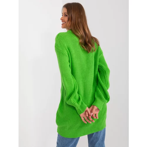 Fashion Hunters Light Green Long Oversize Women's Sweater