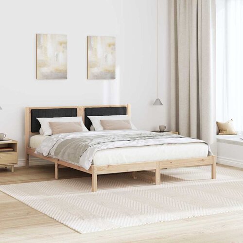  Krevetni okvir s tapiciranim uzglavljem Crna 160 x 200 cm Smeđa Slike