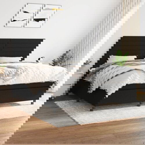  The Living Store Box spring postelja z vzmetnico črna 160x200 cm blago - Box Spring Postelja, (21501120) Slike
