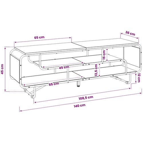  TV stalak 140 x 36 x 45 cm Crni hrast Konstruirano drvo Slike