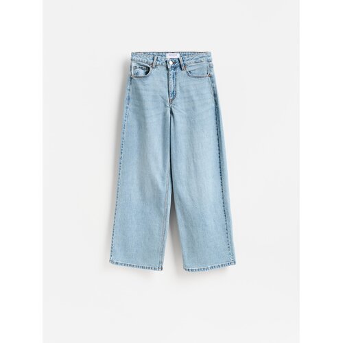 Reserved Traperice wide leg comfort - plava Cene