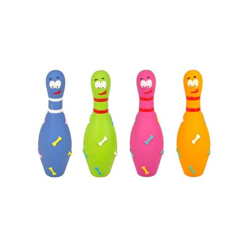 Flamingo latex bowling pin display igračka za pse 20cm, plava Slike