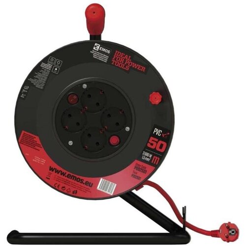 Emos Kolutni podaljšek 50 m / 4 vtičnice / rdeči / PVC / 230 V / 1,5 mm2 Cene