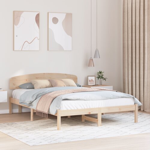 vidaXL Krevetna konstrukcija s uzglavljem 160x200 cm od masivnog drva borovine Cene