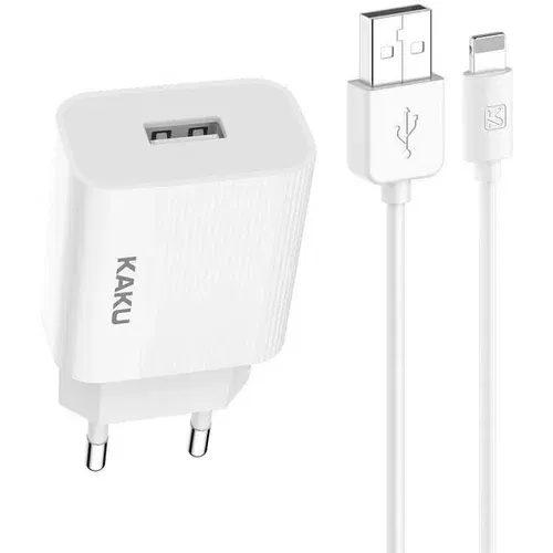 RIFF iKaku KSC-314 EU USB vtičnica 2,4A omrežni polnilnik + kabel USB z Lightning 1 m bela, (21155079)