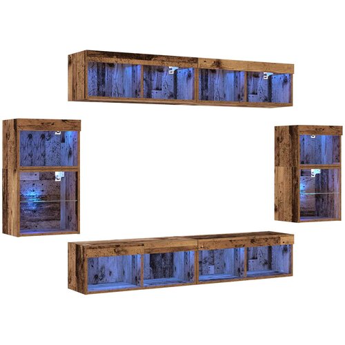  Set TV komoda S LED lampica 8 pcs Staro drvo Konstruirano drvo Slike