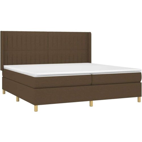  Krevet box spring s madracem LED tamnosmeđi 200x200 cm tkanina Slike