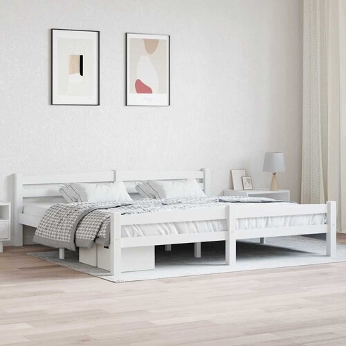  Okvir za krevet od masivne borovine bijeli 200 x 200 cm Slike