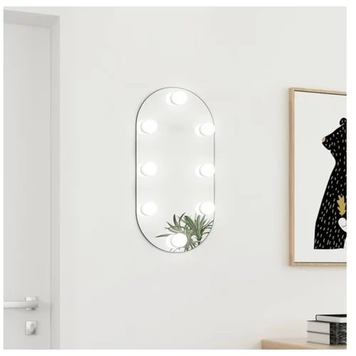  Ogledalo z LED lučkami 60x30 cm stekleno ovalno