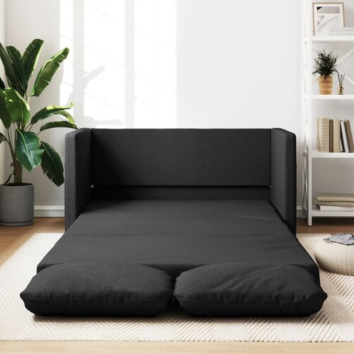 vidaXL Talni raztegljiv kavč 2 v 1 črn 112x174x55 cm blago Cene