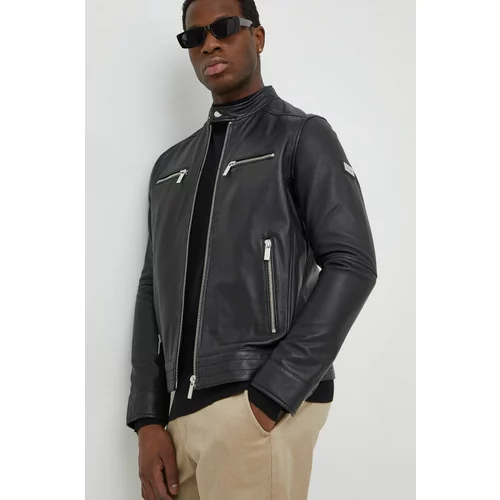 Karl Lagerfeld Usnjena jakna moška, črna barva