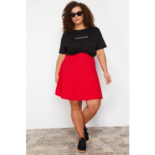 Trendyol Curve Red Elastic Knitted Skirt