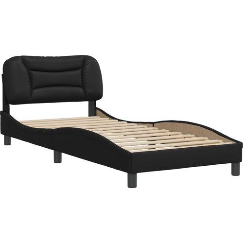 VidaXL Posteljni okvir z vzglavjem črn 90x200 cm blago, (21086297) Slike